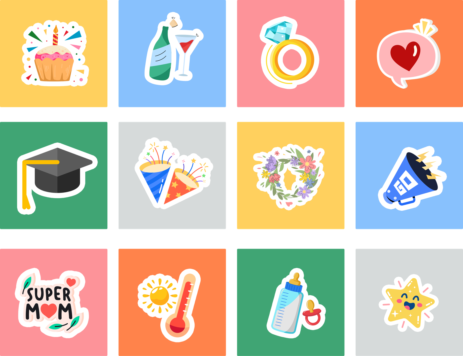 Gifts Grid - Various Occasion Stickers